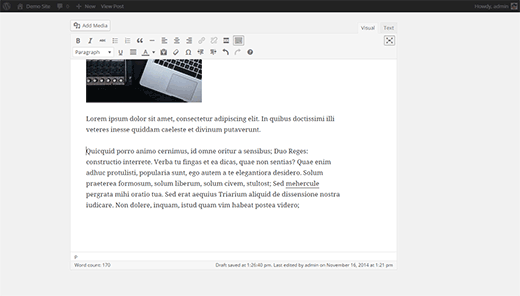 Distraction free editor